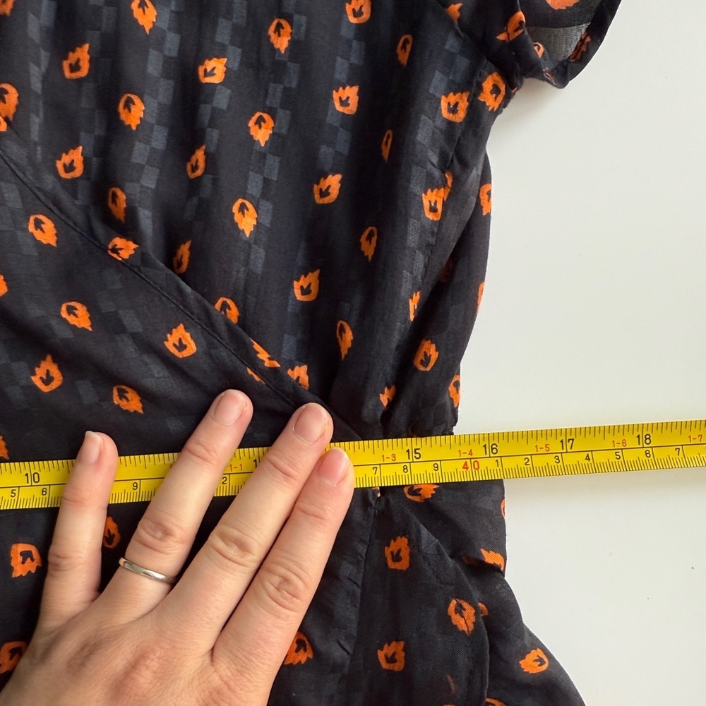 Whistles Navy Scattered Leaf Wrap‎ Midi Dress Sz 10 Workwear Preppy Dressy Party - Picture 6 of 15